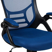 Load image into Gallery viewer, Flash Furniture High Back Blue Mesh Ergonomic Swivel Office Chair with Black Frame and Flip-up Arms