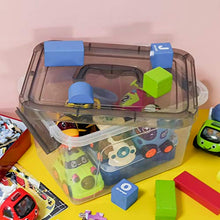 Load image into Gallery viewer, Tstorage 6-Pack Plastic Stackable Storage Container/Box, Transparent Gray Lid and Handle, Hold 5 Quart