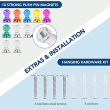 Load image into Gallery viewer, Magnetic Metal Board 17.5’’ x 12’’ - Magnet Bulletin Vision Memo Board Includes 10 Push Pin Magnets and Hanging Hardware Kit for Easy Installation