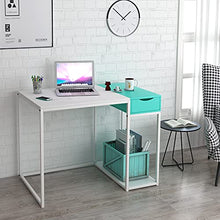 Load image into Gallery viewer, SINPAID Computer Desk with Drawers Small White Home Office Desk Powerful Storage Capacity Kids Desk with Host Stand Modern Makeup Dressing Table, 40 inches, White & Turquoise