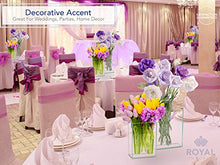 Load image into Gallery viewer, Royal Imports Flower Glass Vase Decorative Centerpiece for Home or Wedding Flat Rectangle Plate Glass, 4" W x 5" H, Clear