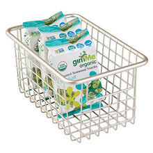 Load image into Gallery viewer, iDesign Forma Metal Wire Pantry Storage Organizer Bin with Handles, Container for Food, Drinks, Produce Organization , 10.24" x 6.24" x 5.06", Satin Silver,69565