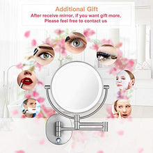Load image into Gallery viewer, Pansonite LED Wall Mount Makeup Mirror with 10x Magnification, 8.5'' Double Sided 360° Swivel Vanity Mirror with 13.7" Extension and Adjustable Light for Bathroom & Bedroom, Brushed Finished