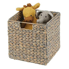 Load image into Gallery viewer, mDesign Natural Woven Hyacinth Closet Storage Organizer Basket Bin - Collapsible - for Cube Furniture Shelving in Closet, Bedroom, Bathroom, Entryway, Office - 10.5 Inches High, 2 Pack - Natural/Tan
