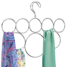 Load image into Gallery viewer, iDesign Classico Metal 8-Loop Scarf Hanger, No Snag Closet Organization Storage Holder for Scarves, Men's Ties, Women's Shawls, Pashminas, Belts, Accessories, Clothes, 13.13" x .5" x 1.25", Chrome