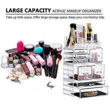 Load image into Gallery viewer, jxgzyy Clear Acrylic Makeup Organizer, Consists of 4 Large Capacity Separated Organizers, 7 Tier Stackable Storage Drawers for Cosmetic Brush Jewelry Skincare Lipstick( 9.5" x 6" x 16",Transparent)