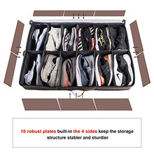 Load image into Gallery viewer, ACMETOP Extra-Large Under Bed Shoe Storage Organizer, Sturdy Built-in Structure & Durable Linen, Underbed Storage Solution Fits Men's Size 13 Sneaker and Women's 6'' High-Heels (Brown)