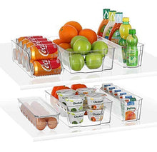 Load image into Gallery viewer, Stackable Storage Fridge Bins Refrigerator Organizer Bins for Fridge, Freezer, Pantry, Kitchen. Includes Magnetic Dry-Erase Whiteboard & Markers Set (Multi Size)
