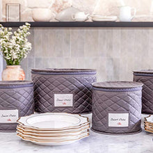 Load image into Gallery viewer, Quilted China Storage Containers - Padded 5-Piece Dish and Cup Storage Set for Organizing, Protecting or Transporting Your Cherished Dinnerware