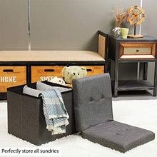 Load image into Gallery viewer, B FSOBEIIALEO Storage Ottoman with Filpping Lids, Ottoman Storage Bench Footrest Seat, Storage Organizer Toy Chest Linen 30"x15"x15" (Grey)