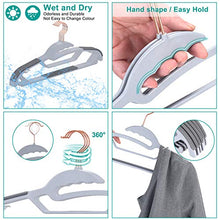 Load image into Gallery viewer, TIMMY Plastic Hangers, 50 Pack Ultra Thin Non Slip Clothes Hanger Space Saving Coat Hangers, 360°Rotating Rose Gold Hook Hanger Heavy Duty Pant Hangers (Grey)