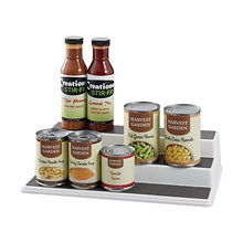 Load image into Gallery viewer, Copco 2555-0189 Non-Skid 3-Tier Spice Pantry Kitchen Cabinet Organizer, 10-Inch, White/Gray