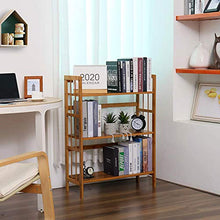 Load image into Gallery viewer, C&AHOME Bamboo Shelf, 3-Tier Bookshelf Bookcase, Free-Standing Storage Shelf, Plant Flower Stand, Max Load 35LBS Per Shelf, Utility Shelf Rack for Living Room Bathroom Kitchen Home Natural