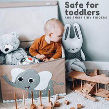 Load image into Gallery viewer, Hurricane Munchkin Large Toy Chest. Canvas Soft Fabric Children Toy Storage Bin Basket with Flip-top Lid. Collapsible Gray Toy Box for Kids, Boys, Girls, Toddler and Baby Nursery Room (Elephant)