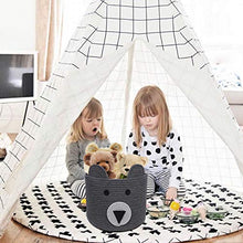 Load image into Gallery viewer, CherryNow Bear Basket, Cotton Rope Basket, Woven Laundry Hamper, Cute Storage Bin in Bedroom, Nursery & Living room, 10'' (H) x 12'' (D)