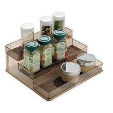 Load image into Gallery viewer, iDesign Twillo Plastic Stadium Spice Rack, 3-Tier Organizer for Kitchen Pantry, Cabinet, Countertops, Vanity, Office, Craft Room, 9.2" x 10" x 4", Bronze