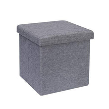Load image into Gallery viewer, B FSOBEIIALEO Storage Ottoman Cube, Linen Small Coffee Table, Foot Rest Stool Seat, Folding Toys Chest Collapsible for Kids Grey 11.8"x11.8"x11.8"