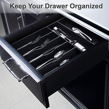 Load image into Gallery viewer, Bamboo Kitchen Drawer Organizer - Silverware Organizer/Utensil Holder and Cutlery Tray (Black)
