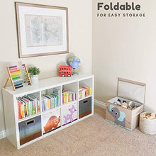Load image into Gallery viewer, Hurricane Munchkin Large Toy Chest. Canvas Soft Fabric Children Toy Storage Bin Basket with Flip-top Lid. Collapsible Gray Toy Box for Kids, Boys, Girls, Toddler and Baby Nursery Room (Elephant)