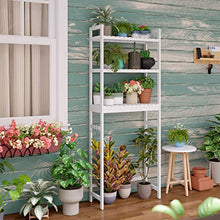 Load image into Gallery viewer, Homfa Bamboo Over-The-Toilet Storage Rack, 3-Tier Bathroom Freestanding Shelf with 6 Hooks Plant Stand Multipurpose Organizer Space Saver for Laundry, Balcony, 24.4”L X 10.24”W X 64.17”H (White)