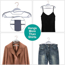 Load image into Gallery viewer, TIMMY Plastic Hangers, 50 Pack Ultra Thin Non Slip Clothes Hanger Space Saving Coat Hangers, 360°Rotating Rose Gold Hook Hanger Heavy Duty Pant Hangers (Grey)