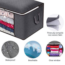 Load image into Gallery viewer, Large Capacity Clothes Storage Bag Organizer with Reinforced Handle Thick Fabric for Comforters, Blankets, Bedding, Foldable with Sturdy Zipper, Clear Window, 23Gal. (1, Grey)