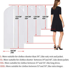 Load image into Gallery viewer, UOUEHRA Hanging Moth Proof Garment Bag Cover 24''X40'' Lightweight Clear White PEVA Breathable Bags (Pack of 6) with Study Full Zipper for Suit Clothes Storage Closet