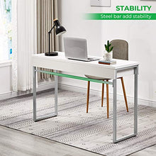 Load image into Gallery viewer, GreenForest Vanity Desk 47’’ Glossy White Console Table Computer Makeup Desk with 2 Drawers and Solid Metal Legs for Living Room Entryway Hallways