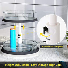Load image into Gallery viewer, 2-Tier Lazy Susan Turntable and Height Adjustable Cabinet Organizer with 1x Large Bin and 3 x Divided Bins, Removable, Clear Spice Rack Organizer for Cabinet, Pantry, Kitchen (2 Tier)