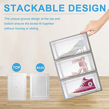 Load image into Gallery viewer, ASKITO Drop-front Shoe Box, Large Shoe Containers Display Case with Magnet Door, Clear Plastic Shoe Organizer Stackable, 3 Pack, 14.17 x 10.23 x 7.28 Inches
