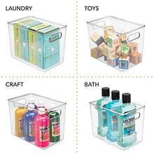 Load image into Gallery viewer, mDesign Deep Plastic Food Storage Container Bin with Handles - for Kitchen, Pantry, Cabinet, Fridge/Freezer - Slim Organizer for Snacks, Produce, Pasta - 10" x 6.5" x 8" - 4 Pack - Clear