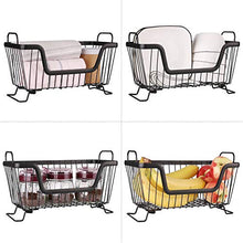 Load image into Gallery viewer, LOTTS Stackable Metal Storage Organizer Bin Basket with Handles, Open Front for Kitchen Cabinets, Pantry, Closets, Bedrooms, Bathrooms (12.6×6.5×7.6")- 2 Pack