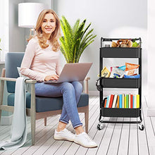 Load image into Gallery viewer, Homchwell 3 Tier Metal Utility Rolling Cart with Lockable Wheels, Multifunction Movable Storage Shelves Organizer Cart with Handle and Mesh Basket for Kitchen, Coffee Bar,Bathroom, Office