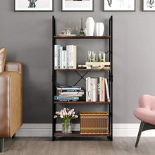 Load image into Gallery viewer, Homfa Bookshelf Rack 4 Tier Vintage Bookcase Shelf Storage Organizer Modern Wood Look Accent Metal Frame Furniture Home Office