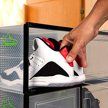 Load image into Gallery viewer, SHOEPREEM Black Large - Long - Shoe Boxes Clear Plastic Stackable, 6 pack- Shoe Box Storage Containers for Organizing Sneaker - Clear Container Organizers for Shoes - Sneaker Organizer Boot & Shoe box