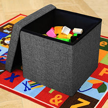 Load image into Gallery viewer, Seville Classics Foldable Storage Footrest Toy Box Coffee Table Chest Ottoman, 1-Pack, Modern Gray