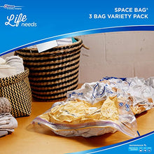 Load image into Gallery viewer, Ziploc Flat Space Bags, for Organization and Storage, Reusable, Waterproof Bag, Pack of 3 (2 Flat & 1 Travel)