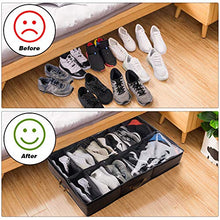 Load image into Gallery viewer, ACMETOP Extra-Large Under Bed Shoe Storage Organizer, Sturdy Built-in Structure & Durable Linen, Underbed Storage Solution Fits Men's Size 13 Sneaker and Women's 6'' High-Heels (Brown)