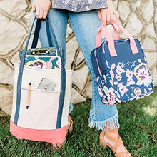 Load image into Gallery viewer, Steel Mill & Co Cute Clipboard Folio with Refillable Lined Notepad and Interior Storage Pocket for Women, Stylish Metallic Gold Floral on Navy Design Clipfolio, Navy Floral