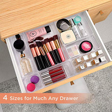 Load image into Gallery viewer, Puroma 18-pcs Desk Drawer Organizer Trays, 4 Different Sizes Large Capacity Plastic Bins Kitchen Drawer Organizers Bathroom Drawer Dividers for Makeup, Kitchen Utensils, Jewelries and Gadgets