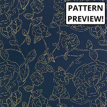 Load image into Gallery viewer, Steel Mill & Co Cute Clipboard Folio with Refillable Lined Notepad and Interior Storage Pocket for Women, Stylish Metallic Gold Floral on Navy Design Clipfolio, Navy Floral