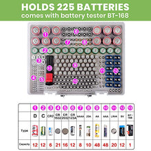 Load image into Gallery viewer, Battery Organizer Holder- Batteries Storage Containers Box Case with Tester Checker BT-168. Garage Organization Holds 225 Batteries AA AAA C D Cell 9V 3V Lithium LR44 CR2 CR1632 CR2032