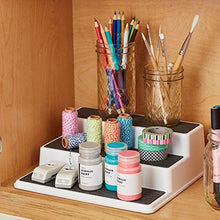 Load image into Gallery viewer, Copco 2555-0189 Non-Skid 3-Tier Spice Pantry Kitchen Cabinet Organizer, 10-Inch, White/Gray