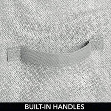 Load image into Gallery viewer, mDesign Narrow Vertical Dresser Storage Tower - Sturdy Metal Frame, Wood Top, Easy Pull Fabric Bins - Organizer Unit for Bedroom, Hallway, Entryway, Closet - Textured Print, 4 Drawers - Gray/White