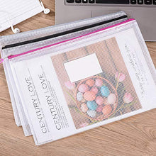 Load image into Gallery viewer, Sooez Mesh Zipper Pouch, 20 Pack Plastic Zip File Document Folders with Label Pocket, Letter Size/A4 Size Document Bag, Zipper Document Bag Zipper Document Pouch for Office Home Travel Storage