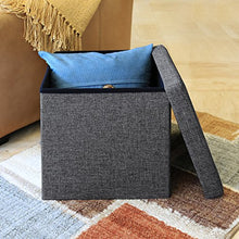 Load image into Gallery viewer, Seville Classics Foldable Storage Footrest Toy Box Coffee Table Chest Ottoman, 1-Pack, Modern Gray