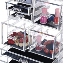 Load image into Gallery viewer, jxgzyy Clear Acrylic Makeup Organizer, Consists of 4 Large Capacity Separated Organizers, 7 Tier Stackable Storage Drawers for Cosmetic Brush Jewelry Skincare Lipstick( 9.5" x 6" x 16",Transparent)