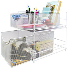 Load image into Gallery viewer, Sorbus Cabinet Organizer Set—Mesh Storage Organizer with Pull Out Drawers—Ideal for Countertop, Cabinet, Pantry, Under the Sink, Desktop and More (White Two-Piece Set)