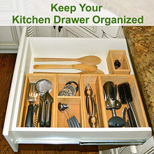 Load image into Gallery viewer, Bamboo Drawer Organizer Storage Box / Bin Set - 5-Piece Multi-Use Drawer Organizer for Kitchen, Bathroom, Office Desk, Makeup, Jewelry