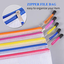 Load image into Gallery viewer, Sooez Mesh Zipper Pouch, 20 Pack Plastic Zip File Document Folders with Label Pocket, Letter Size/A4 Size Document Bag, Zipper Document Bag Zipper Document Pouch for Office Home Travel Storage